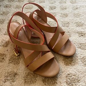 Kate Spade Tan/Coral Sandal Heels